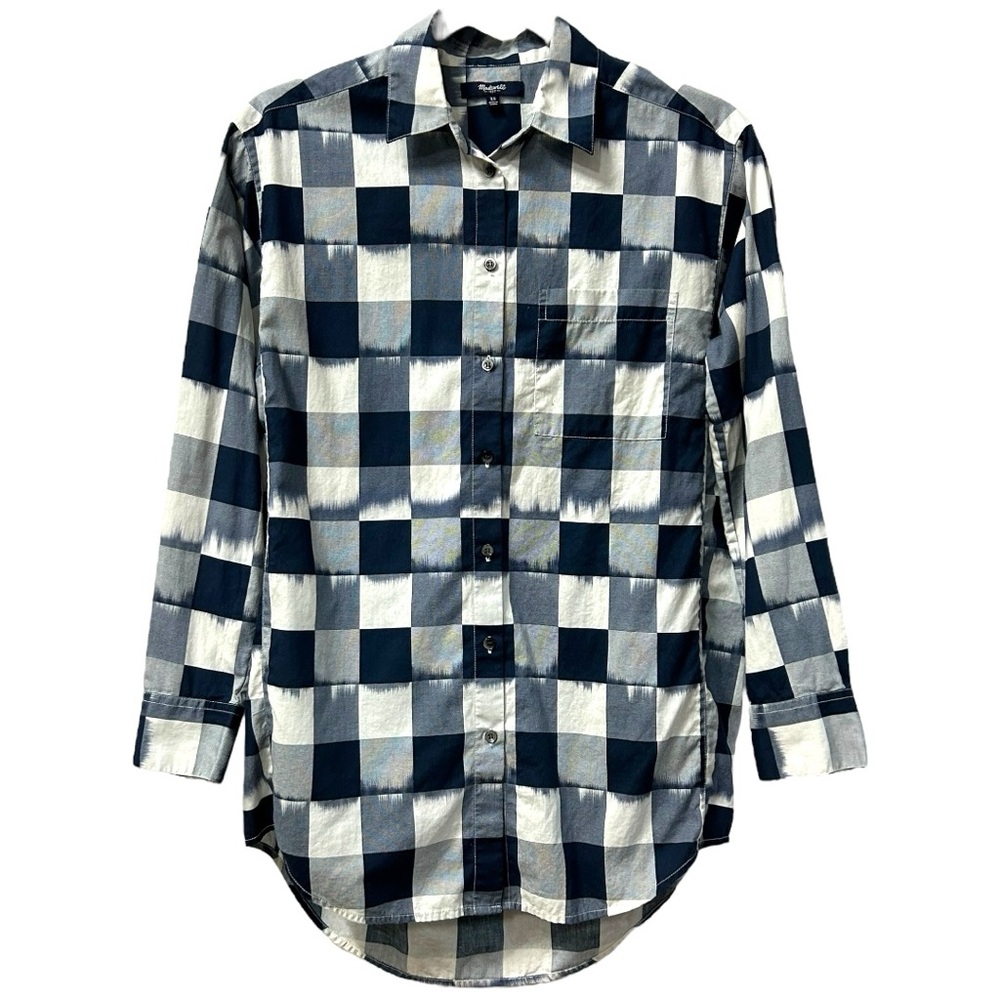 Madewell Women’s Bleeding Plaid Long Sleeve Button Down Shirt Sz XS - Picture 2 of 7
